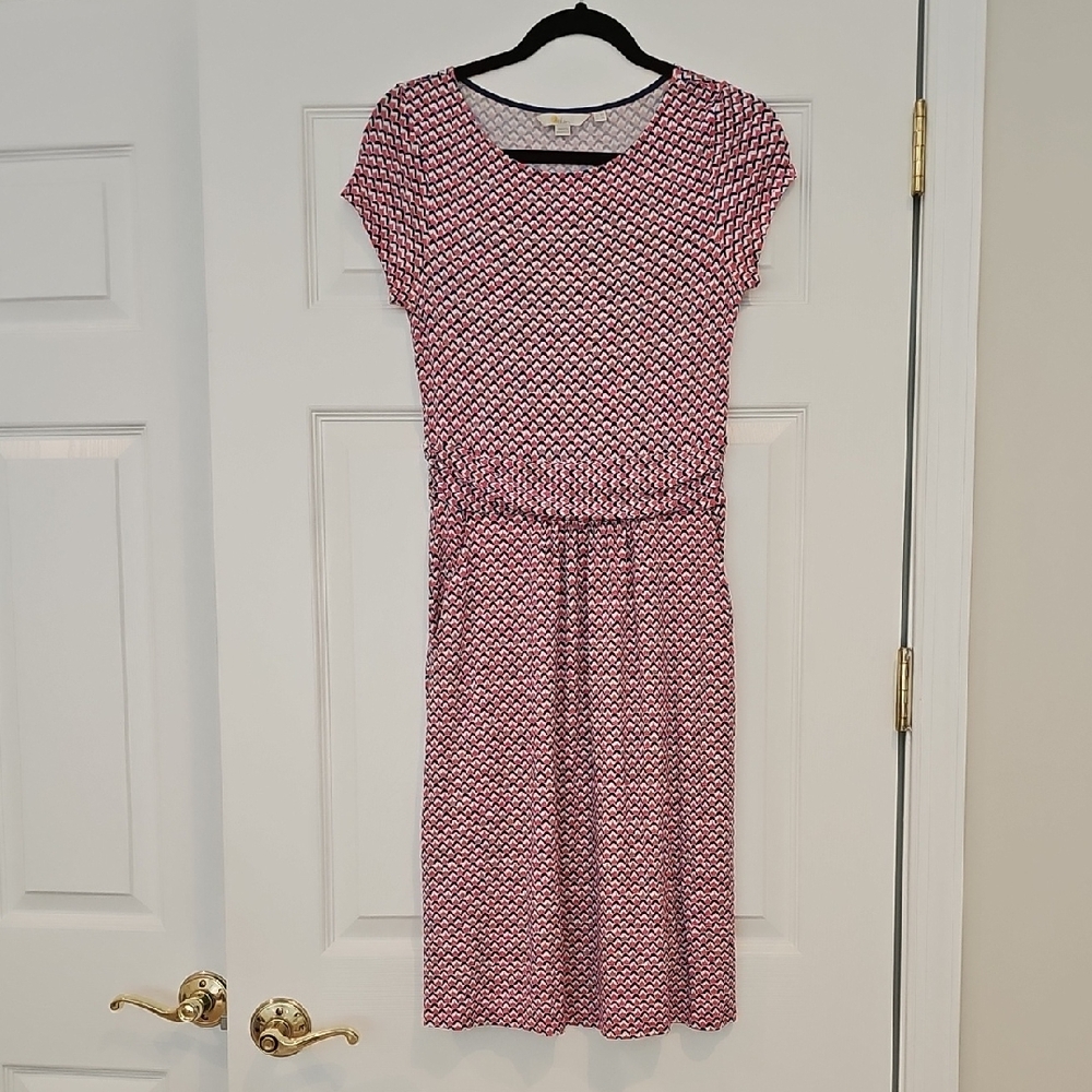 Boden Pink, Navy Blue and White Short Dress, Size 4R